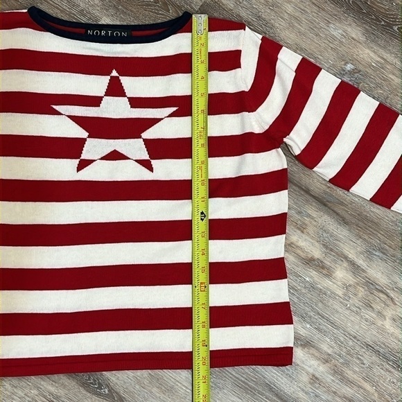 Norton Studio Petite Star and Stripes Sweater Red White Blue Women’s Size PL - Picture 7 of 14